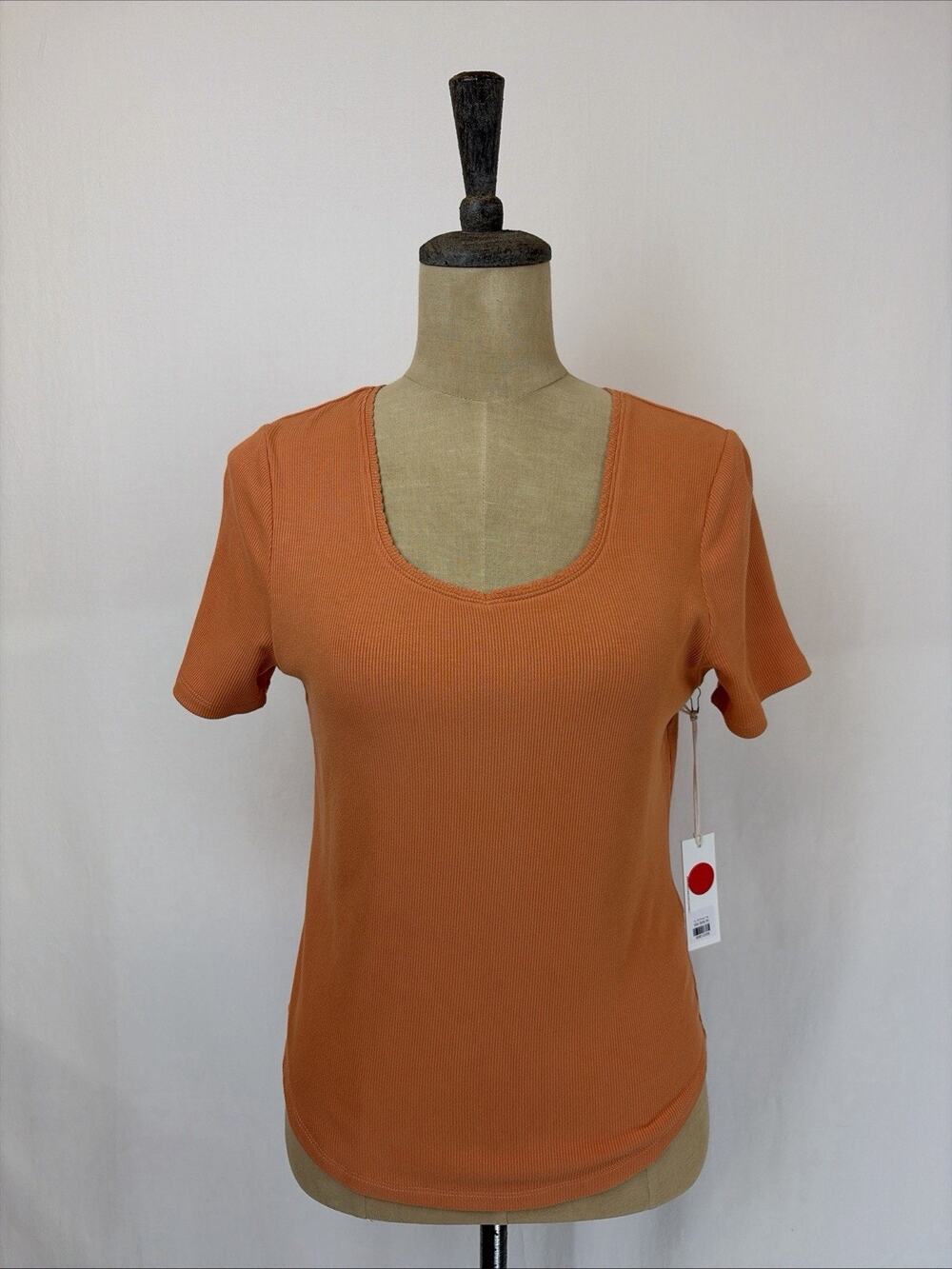 NWT Another Love Orange Short Sleeve Sweetheart Neckline Top SMALL #0632